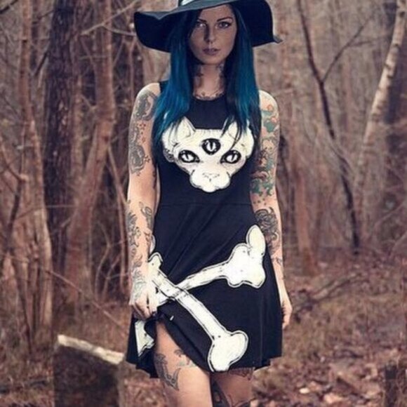 KILLSTAR Third Eye Sphynx Skater Dress RARE HTF - Picture 1 of 7